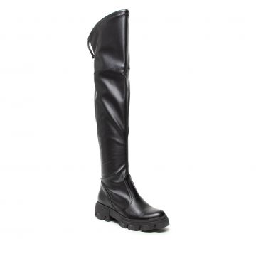 Cizme lungi muschetar ROBERTO - 3064 Czarny Lycra