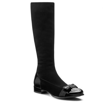 Cizme SAGAN - 2597/1 Czarna Lycra/Czarny Lakier