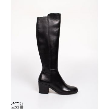 Cizme elegante din piele naturala cu toc gros si fermoar lateral 2121302002