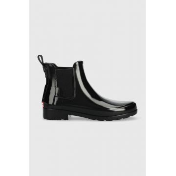 Hunter cizme Refined Chelsea Gloss femei, culoarea negru