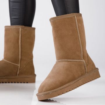 Cizme Scurte Dama din Piele Naturala Alice Khaki #13145 Cizme Scurte Dama din Piele Naturala Alice Khaki #13145