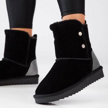 Cizme Scurte Dama din Piele Naturala Ariana Negre #13150