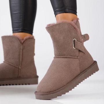 Cizme Scurte Dama din Piele Naturala Callie Mov #13158
