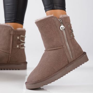 Cizme Scurte Dama din Piele Naturala Rose Mov #13155