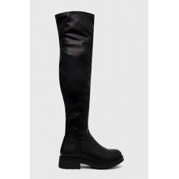 Answear Lab cizme femei, culoarea negru, cu toc plat