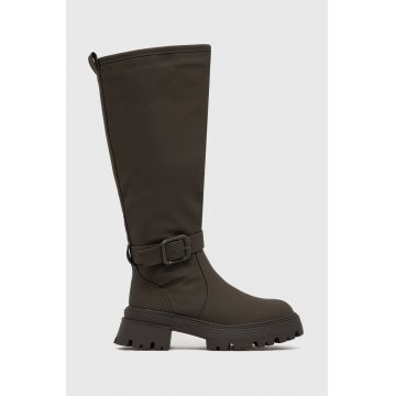 Answear Lab cizme femei, culoarea verde, cu toc plat