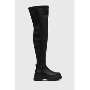 Buffalo cizme Aspha Stretch Overknee femei, culoarea negru, cu platforma Buffalo cizme Aspha Stretch Overknee femei, culoarea negru, cu platforma