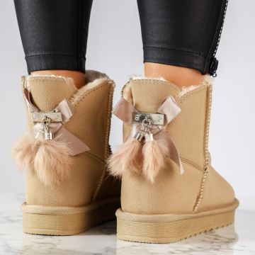 Cizme Scurte Dama Eva Khaki #13206 Cizme Scurte Dama Eva Khaki #13206