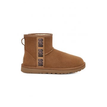 Cizme scurte de piele intoarsa cu logo Classic