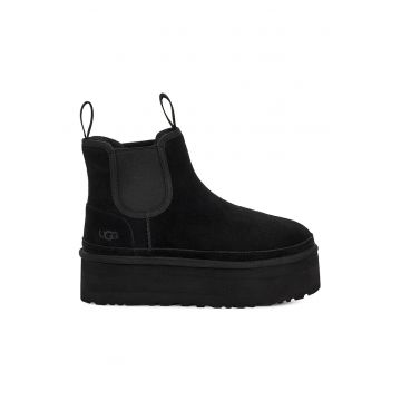 Cizme scurte Chelsea flatform de piele intoarsa Neumel
