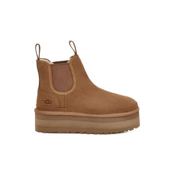 Cizme scurte Chelsea flatform de piele intoarsa Neumel