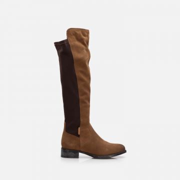 Cizme dama din piele naturala, Leofex - 424 Cognac Velur