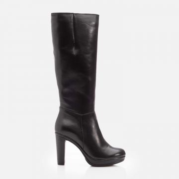 Cizme dama elegante din piele naturala, Leofex - 408 C Negru box