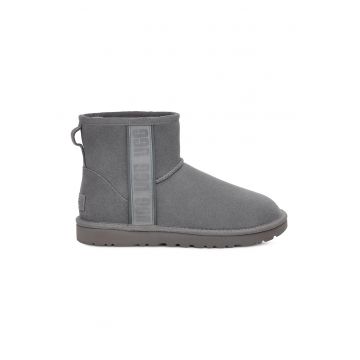 Cizme scurte de piele intoarsa cu logo Classic