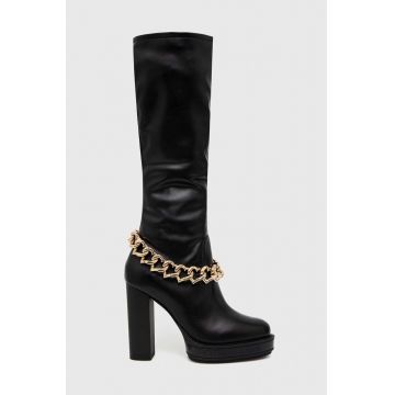 Love Moschino cizme femei, culoarea negru, cu toc drept