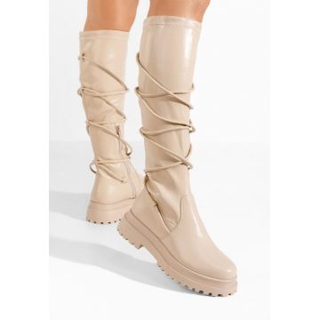 Cizme lungi fara toc Cazorla bej