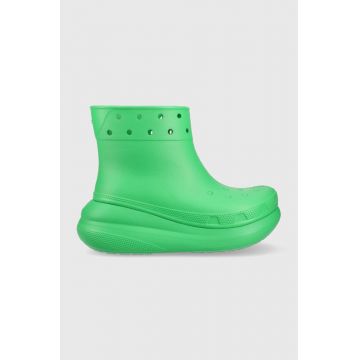 Crocs cizme Classic Crush Rain Boot femei, culoarea verde, 207946 207946.3E8-3E8