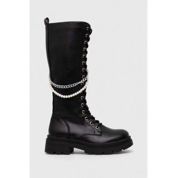 Answear Lab cizme femei, culoarea negru, cu platforma