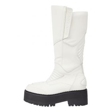 Cizme lungi de piele cu fermoar