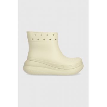 Crocs cizme Classic Crush Rain Boot femei, culoarea bej, 207946