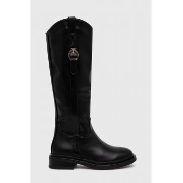 Answear Lab cizme femei, culoarea negru, cu toc plat