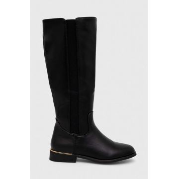 Answear Lab cizme femei, culoarea negru, cu toc plat