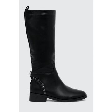 Answear Lab cizme femei, culoarea negru, cu toc plat
