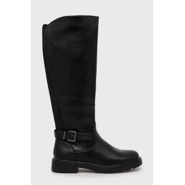 Answear Lab cizme femei, culoarea negru, cu toc plat