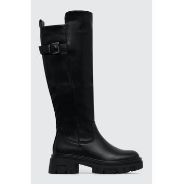 Answear Lab cizme femei, culoarea negru, cu toc plat, izolare usoara