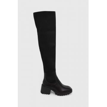 Answear Lab cizme femei, culoarea negru, cu toc plat
