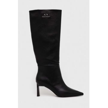 Armani Exchange cizme femei, culoarea negru, cu toc drept, XDO015.XV751.00002