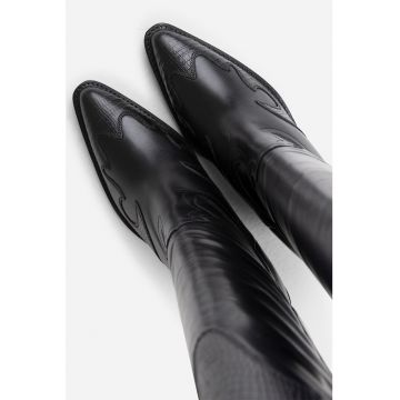 Cizme cowboy lungi de piele