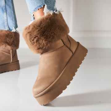 Cizme Dama Imblanite Kaki din Piele Ecologica Intoarsa Melia