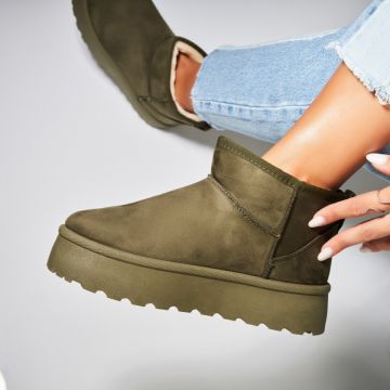 Cizme Dama Imblanite Verzi din Piele Ecologica Intoarsa Myah