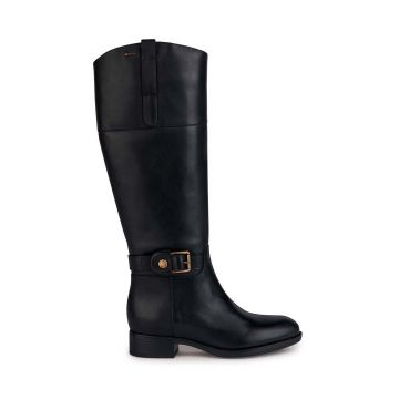 Geox ghete de piele D FELICITY NP ABX A femei, culoarea negru, cu toc plat, D36BLA 00043 C9999 Geox ghete de piele D FELICITY NP ABX A femei, culoarea negru, cu toc plat, D36BLA 00043 C9999