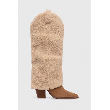 Steve Madden cizme Lassy femei, culoarea bej, cu toc drept, SM11002714
