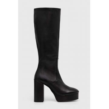 Alohas ghete de piele Joanna femei, culoarea negru, cu toc drept, S00766.25 Alohas ghete de piele Joanna femei, culoarea negru, cu toc drept, S00766.25