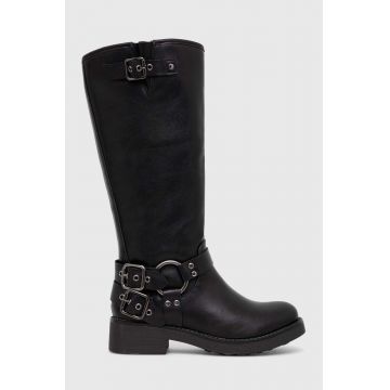 Answear Lab cizme femei, culoarea negru, cu toc plat