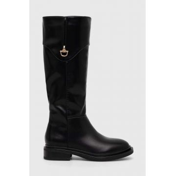 Answear Lab cizme femei, culoarea negru, cu toc plat, izolare usoara