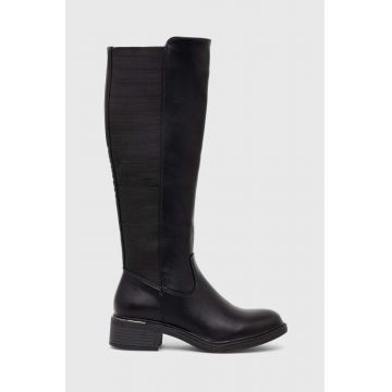 Answear Lab cizme femei, culoarea negru, cu toc plat, izolare usoara