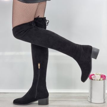 Cizme Cu Toc Gros Dama Negre Adalina
