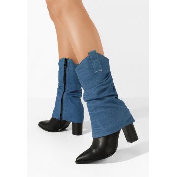 Cizme cu toc gros Verta denim