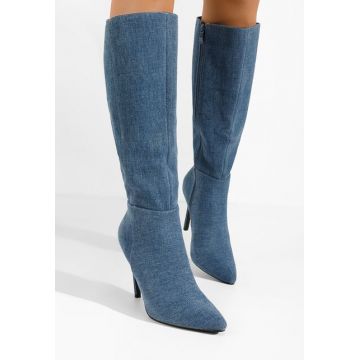 Cizme cu toc subtire Medeia denim