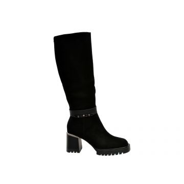 Cizme EPICA negre, HM00017, din piele intoarsa