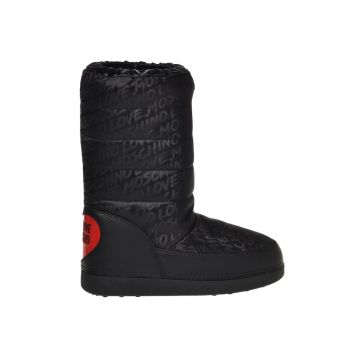 Cizme mid-calf cu imprimeu logo fara inchidere