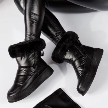 Cizme Scurte din Fas Dama Nika Negre #17265 Cizme Scurte din Fas Dama Nika Negre #17265
