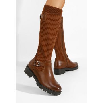 Cizme tip soseta Sovenia camel