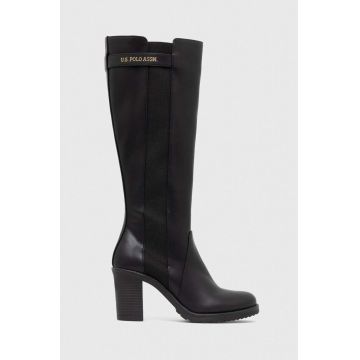U.S. Polo Assn. cizme JESSIE femei, culoarea negru, cu toc drept, JESSIE001W/CY1