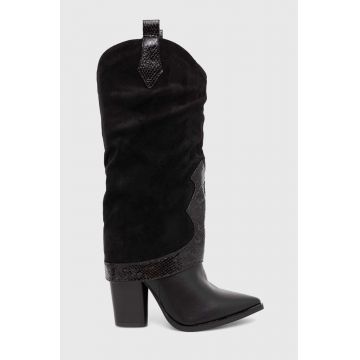 Answear Lab cizme femei, culoarea negru, cu toc drept, izolat