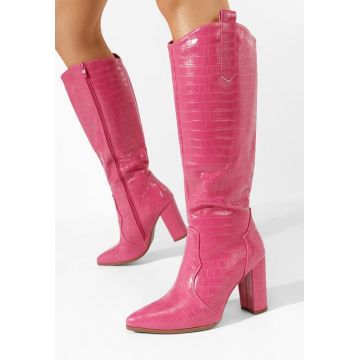 Cizme cu toc gros Mystique fucsia